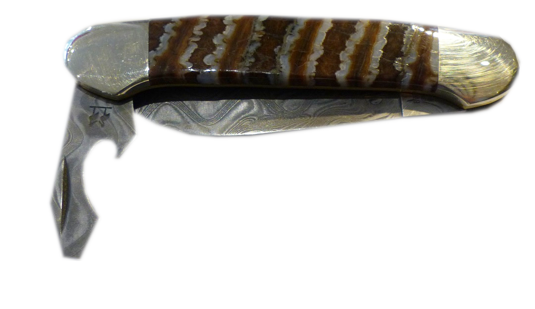 Robert Klaas Taschenmesser mit Griffschalen aus Mammutbackenzahn stabilisiert