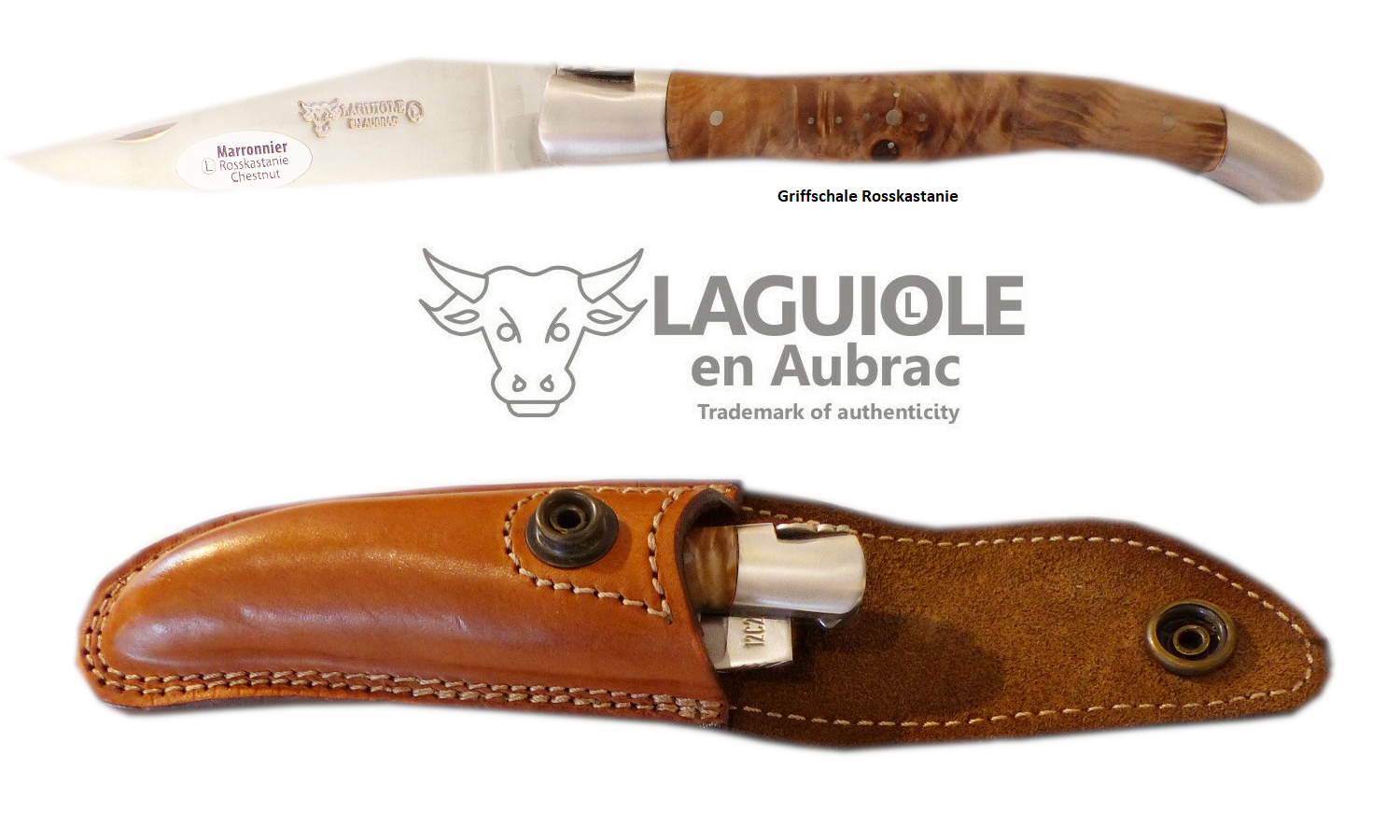 LAGUIOLE en Aubrac Original Taschenmesser Griffschalen aus Rosskastanienholz