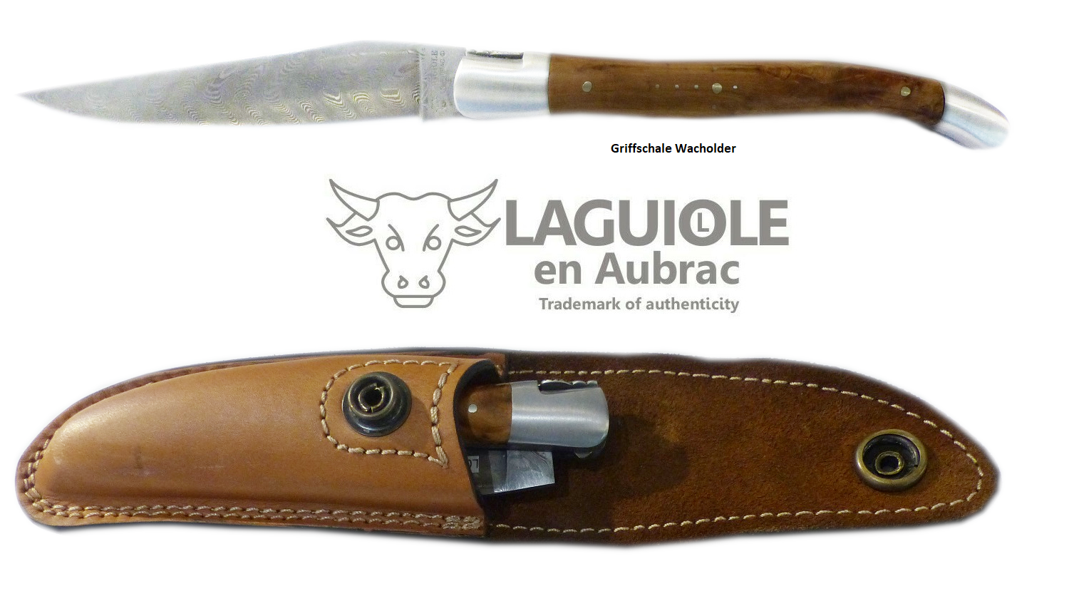 LAGUIOLE en Aubrac Original Taschenmesser mit Balbach Damast und Griffschalen aus Wacholder